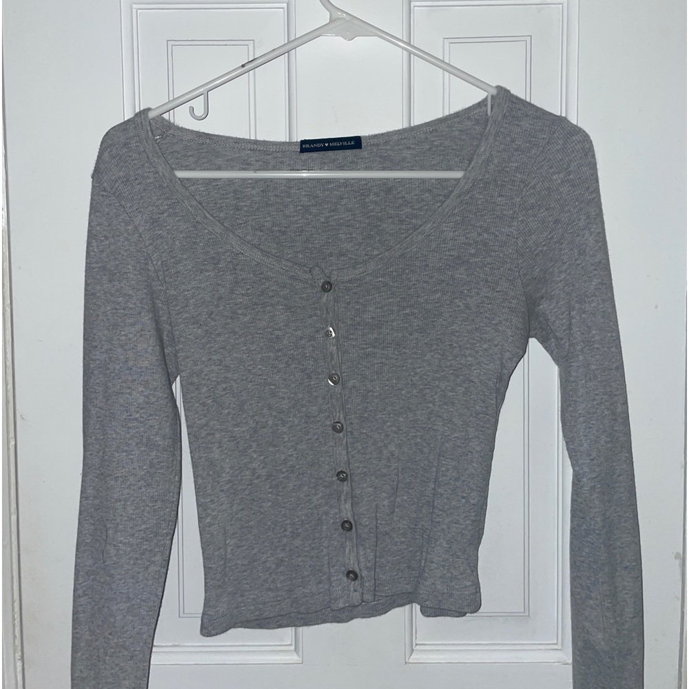 Brandy Melville Gray Button-up Long sleeve